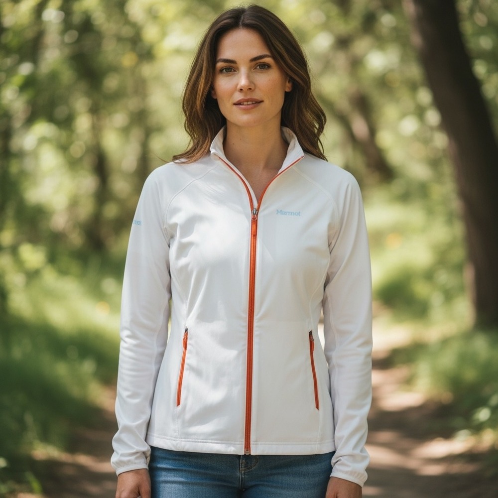 Marmot Womens Full Zip Softshell Jacket White‎ Lightweight Running Athletic Med